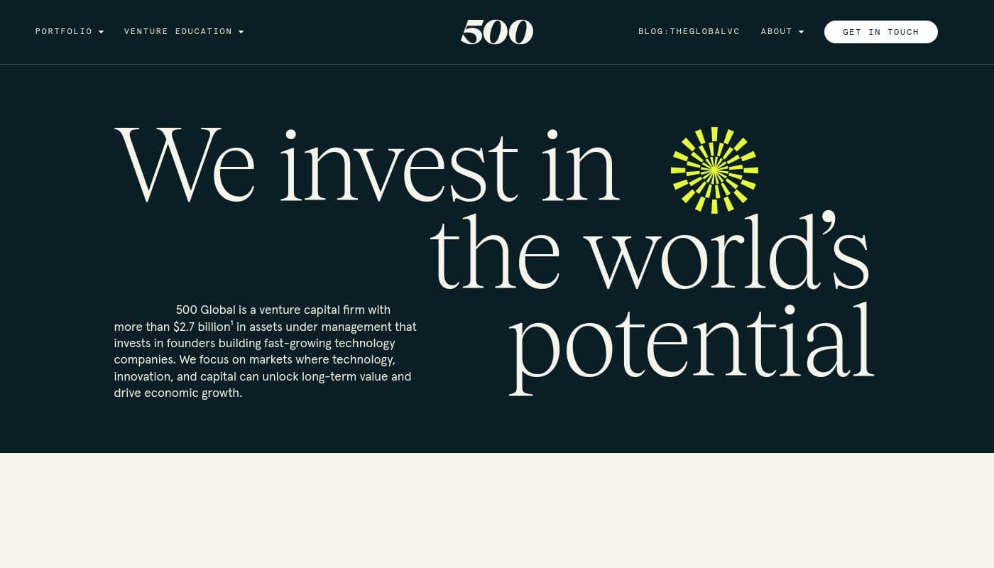 Banner de 500 Startups